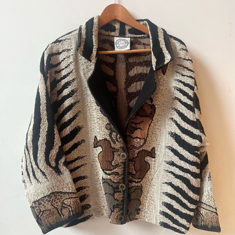 Sugar Street Weavers Cotton Tapestry Jungle Animal Botton Up Jacket One Size‎